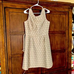 White and tan polka dot dress size 12 White House Black Market